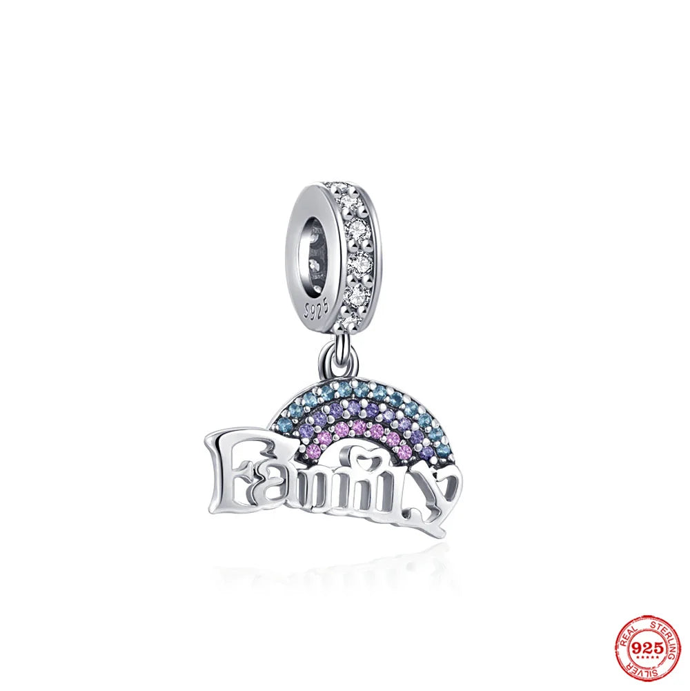 “925 Silver Family Charm Pendant - Sparkling Boy/Girl Bead for Pandora Bracelet.”
