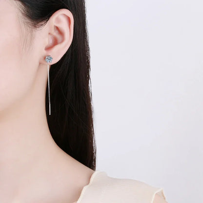 “1CT Moissanite earrings, sterling silver, white gold plated, elegant drop design.”