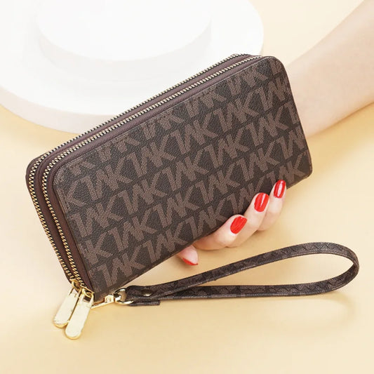 “Long Wallets for Women, Double Zipper Purse, Wristlet Wallet, Phone Holder”