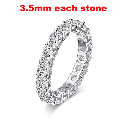 “Full Moissanite wedding band, 2-5mm, 925 sterling silver, classic eternity ring.”