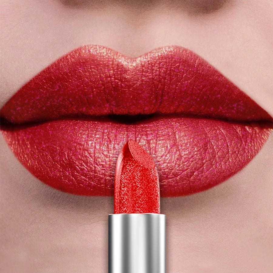“21-Color Metallic Lipstick – Bold, Glittery, Long-Lasting Pearlescent Matte Lip Tint”