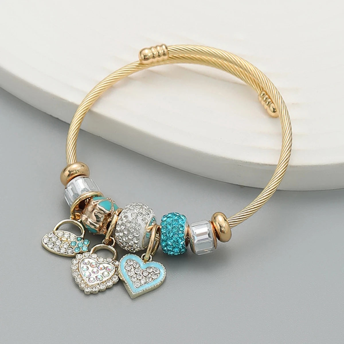 “Fashion Multi-Element Stainless Steel Circle Beaded Love Bracelet, Perfect Women’s Gift”