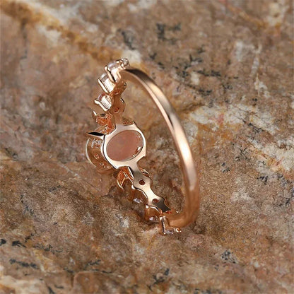 “Blue/white imitation opal moon rings, elegant wedding and anniversary jewelry gifts.”