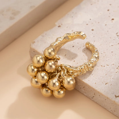 “IngeSight.Z creative CCB small ball ring for women and men, irregular metal open ring, trendy punk couple jewelry.”