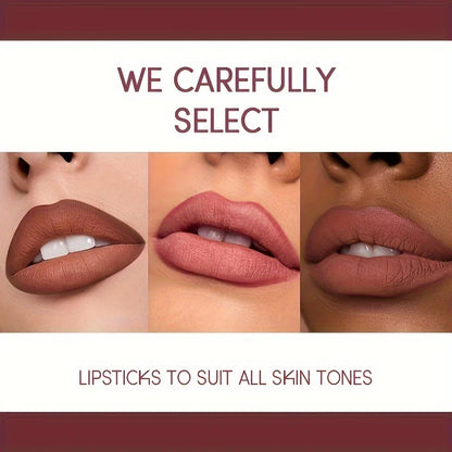 “USHAS 12-Color Matte Lipstick Set – Long-Lasting Waterproof Lipstick & Lip Liner, Non-Stick Cup”