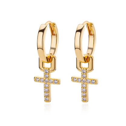 “Zircon Cross Dangle Earrings for Women, Stainless Steel, Trending Wedding Jewelry.”