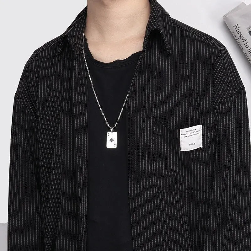 “2Piece Hip Hop Stainless Steel Poker Card Ace of Spades Necklace - Unisex Jewelry.”