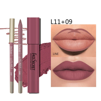 “Matte Lipliner & Lipstick Set – Waterproof, Long-Lasting, Soft Matte Color for Women”