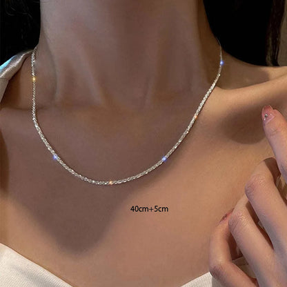 “Silver Sparkling Necklace for Women - Trendy Korean Choker Jewelry.”