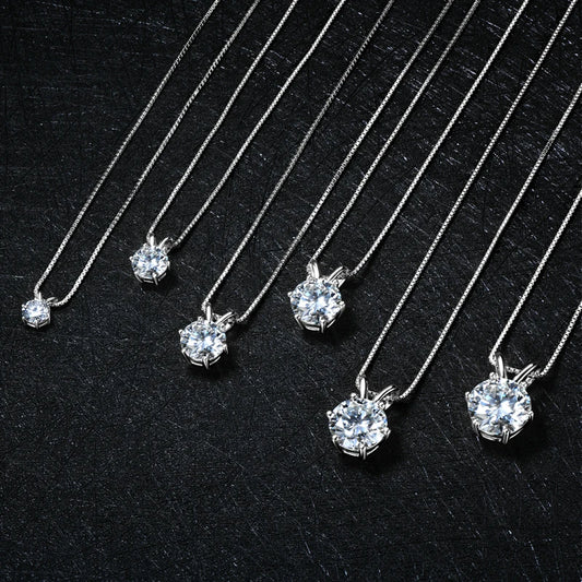 "GRA Certified 0.5-5ct Moissanite Pendant, 925 Sterling Silver Necklace, Elegant Gift for Women."