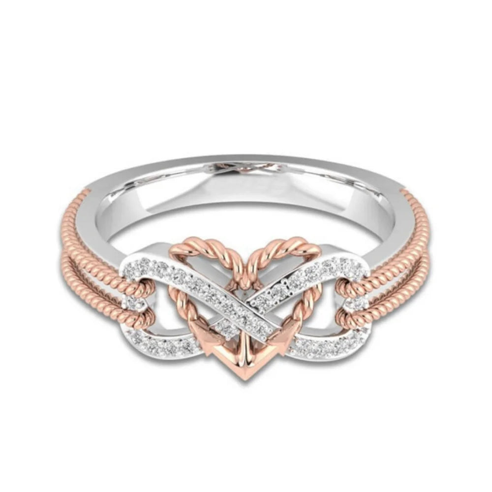 "Black Rose Gold Color Heart Rings Valentine's Day Birthday Gift"