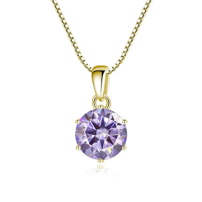 “1CT Real Moissanite Pendant Necklace, Royal Blue, Sterling Silver Wedding Jewelry.”