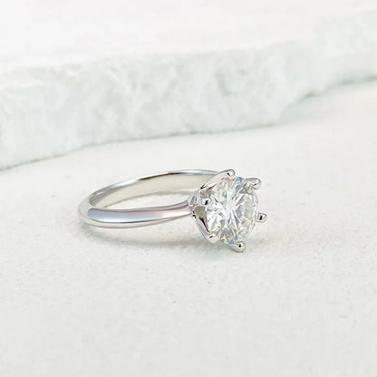 “5-carat Moissanite ring, sterling silver, white gold, D color, engagement jewelry.”