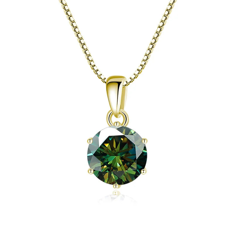 “1CT Real Moissanite Pendant Necklace, Royal Blue, Sterling Silver Wedding Jewelry.”