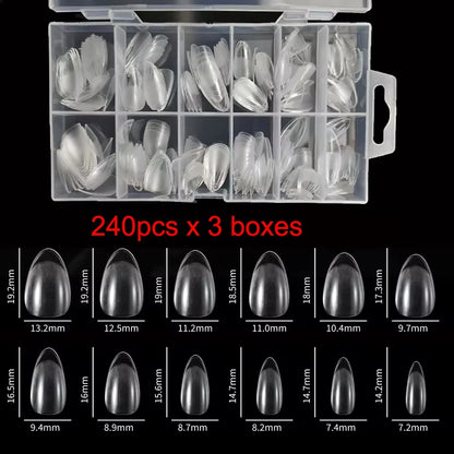 “240Pcs Half Matte XXS Almond Nail Tips Full Cover Soft Gel False Nails”