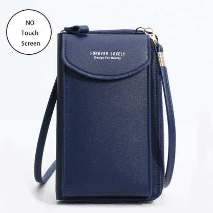 “Women’s soft leather crossbody handbag with touch screen phone purse, small wallet.”