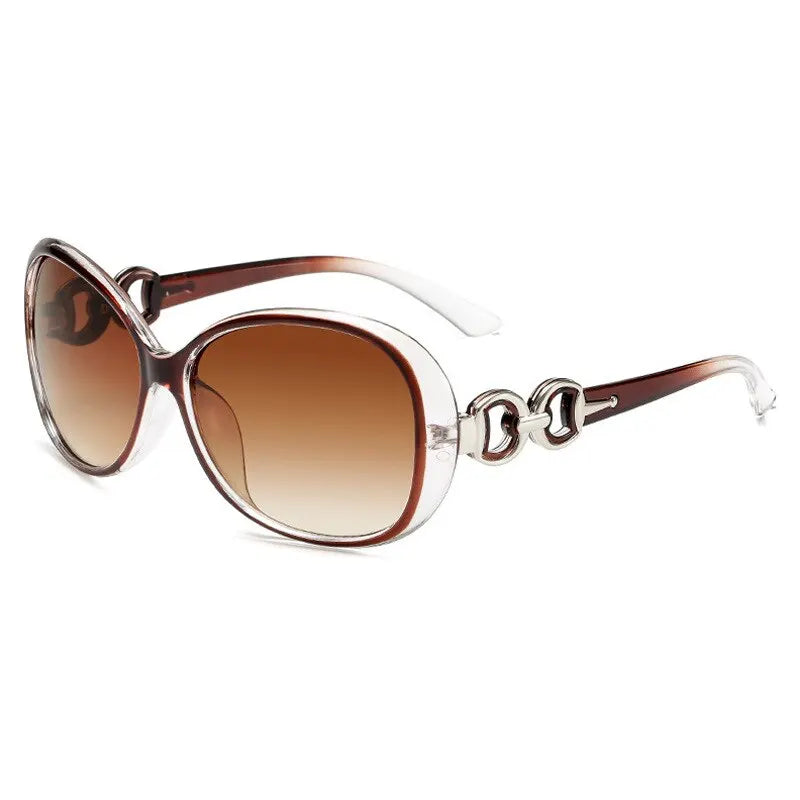 “Fashionable large-frame sunglasses, gradient lenses, trendy women’s street style.”