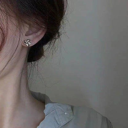 “Huitan Eternity Love Heart Earrings - Silver/Gold Color Fashion Studs for Women.”