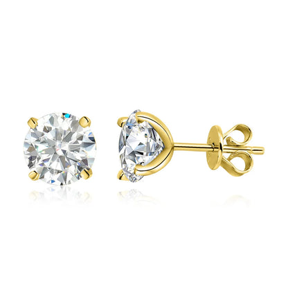 “Rose gold moissanite stud earrings, 0.2-3CT, 925 silver, perfect for weddings.”
