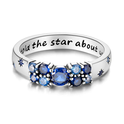 “925 Sterling Silver Blue Star Cipher Ring - Fashionable Jewelry for Women.”