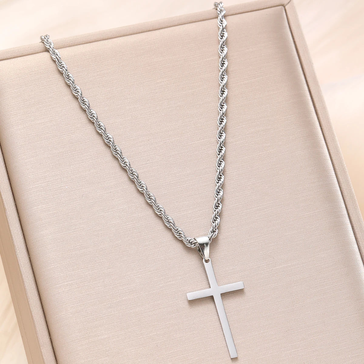“Stainless Steel Cross Pendant Necklace for Men & Women - Gold Minimalist Jewelry.”