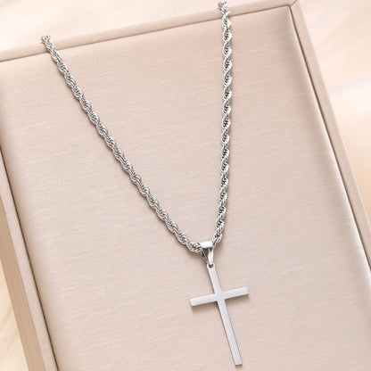 “Stainless Steel Cross Pendant Necklace for Men & Women - Gold Minimalist Jewelry.”