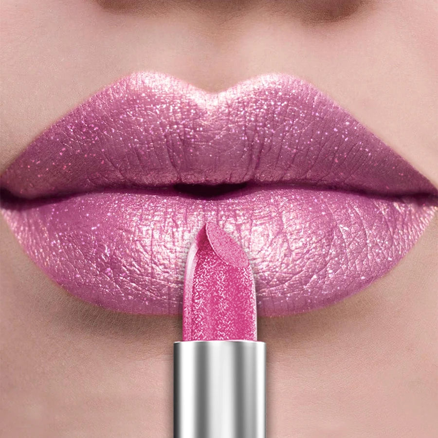“21-Color Metallic Lipstick – Bold, Glittery, Long-Lasting Pearlescent Matte Lip Tint”