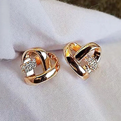“Huitan Eternity Love Heart Earrings - Silver/Gold Color Fashion Studs for Women.”