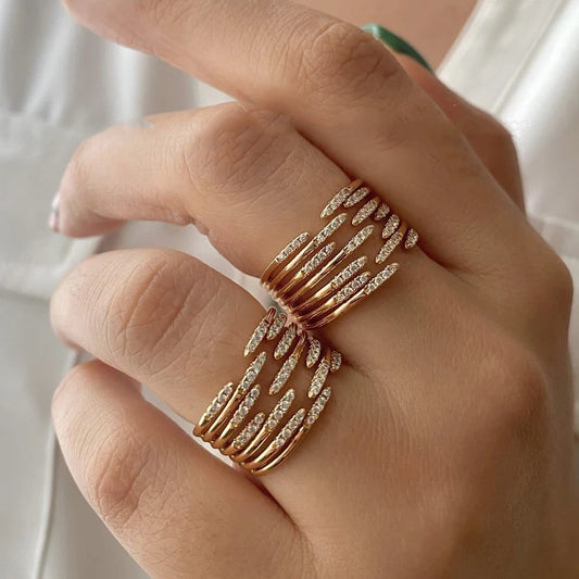 “Zircon Gold-Plated Cross Rings for Women - Luxury Design.”