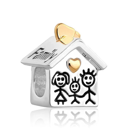 “925 Silver Family Charm Pendant - Sparkling Boy/Girl Bead for Pandora Bracelet.”