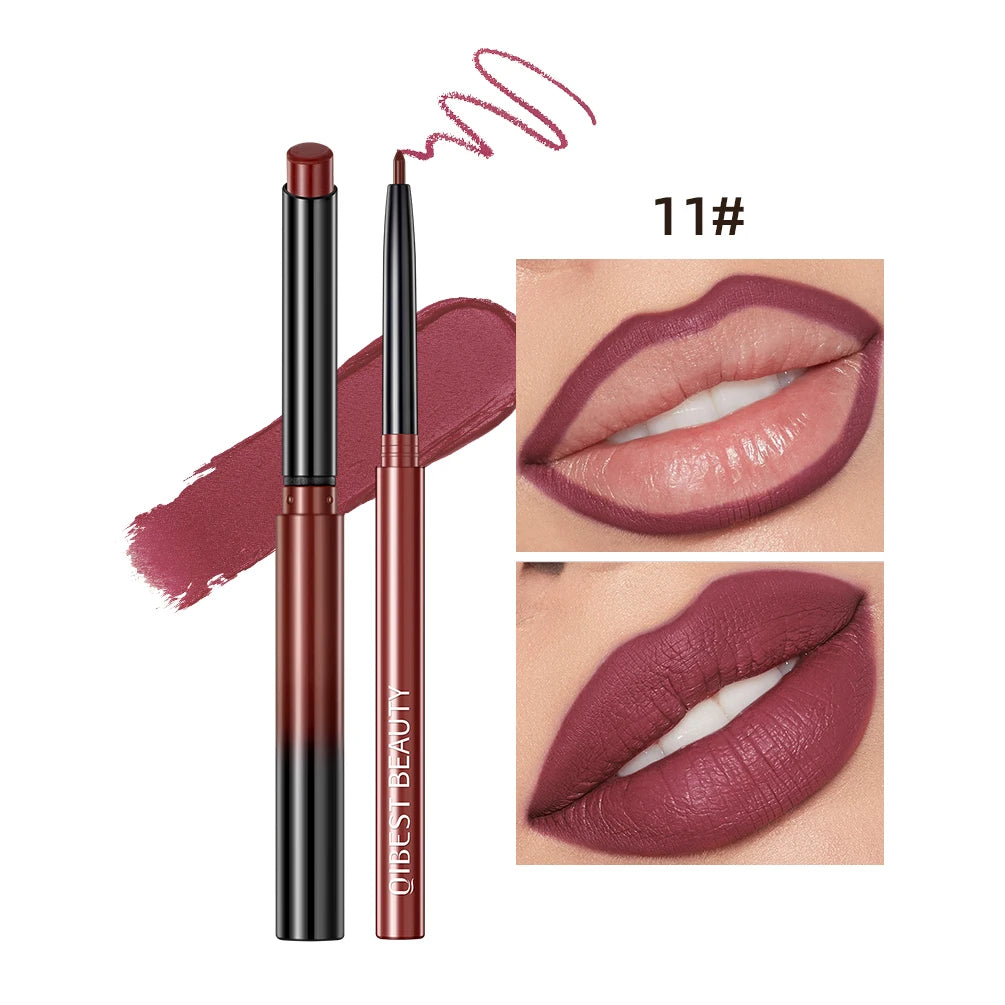 “QIBEST 2pcs Lipstick & Lipliner Pen Set – Matte Velvet Lip Liner, Long-Lasting Sexy Red Lipstick”