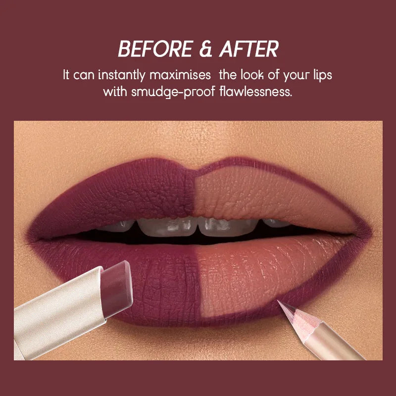 “12-color lip liner and matte lipstick set, long-lasting, easy coloring.”
