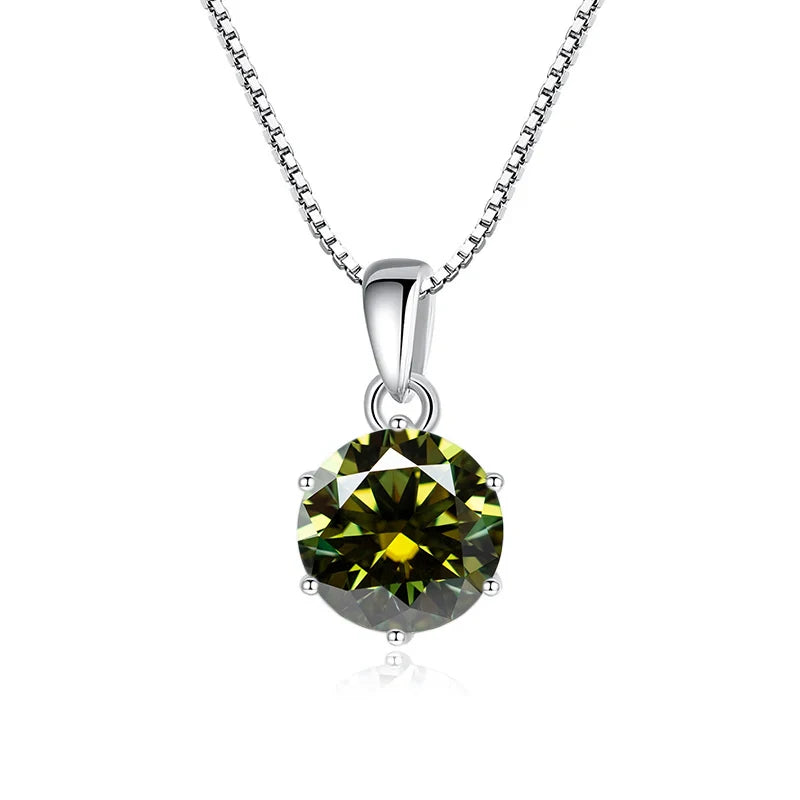 “1CT Real Moissanite Pendant Necklace, Royal Blue, Sterling Silver Wedding Jewelry.”
