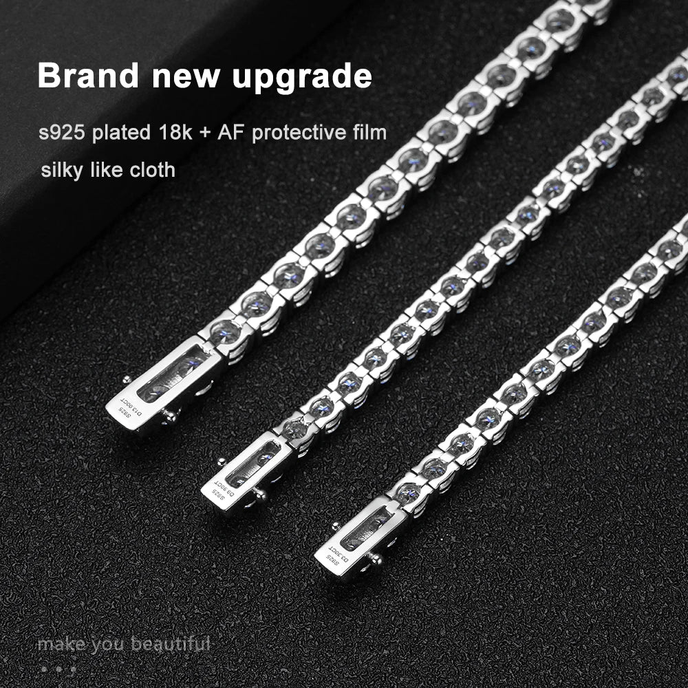 “D VVS1 Moissanite Tennis Bracelet 925 Sterling Silver Plated 18K White Gold GRA Certified.”