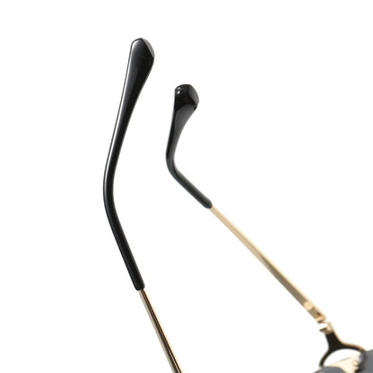 “Square rimless sunglasses, trendy metal frame, high-grade unisex street style.”