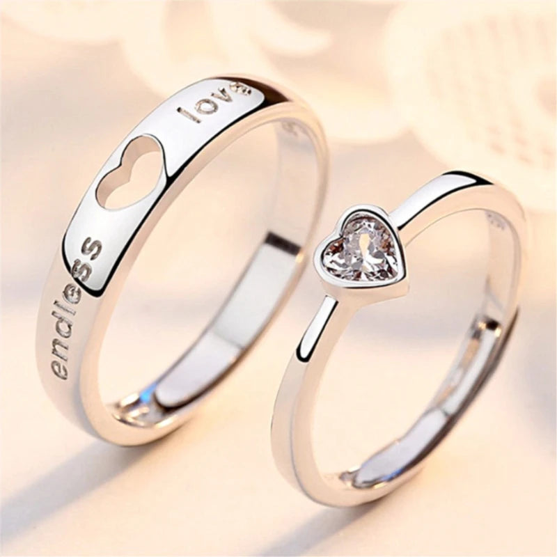 “Simple Couple Rings - Silver Sun & Moon Adjustable Open Ring for Men & Women.”