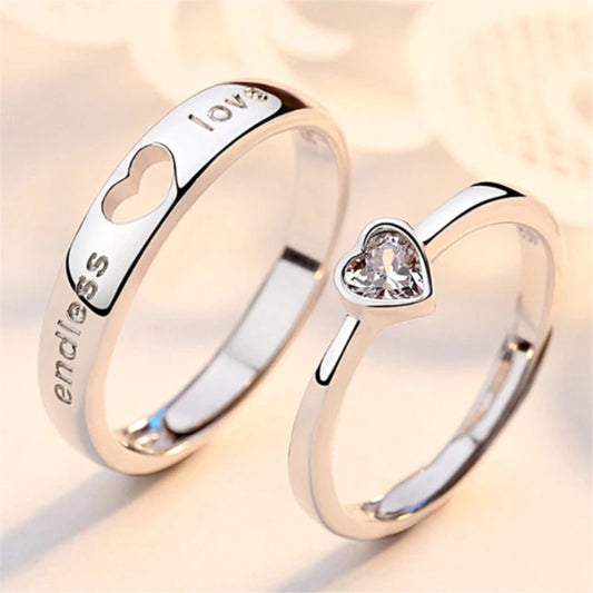 “Simple Couple Rings - Silver Sun & Moon Adjustable Open Ring for Men & Women.”