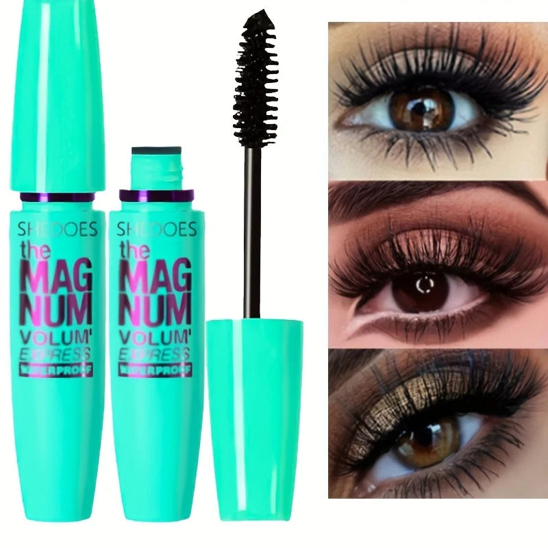 “4D black mascara: thickening, lengthening, curling, waterproof liquid fiber formula.”