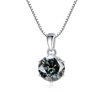 “1CT Real Moissanite Pendant Necklace, Royal Blue, Sterling Silver Wedding Jewelry.”