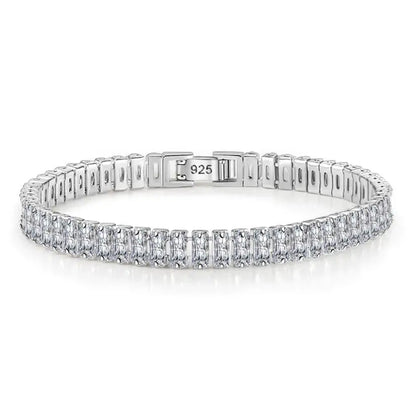 “3-5mm Real Moissanite Bracelet, Sparkling S925 Sterling Silver, Luxury Wedding Jewelry.”