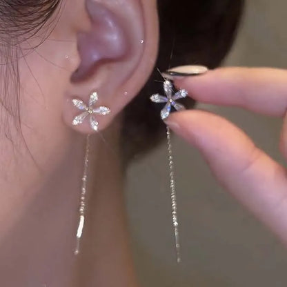 “Korean Tassel Pearl Drop Earrings - Luxury Gold Wedding Jewelry.”