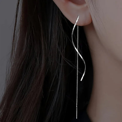 “1 Pair Long Tassel Threader Earrings for Women - Simple Party Jewelry.”