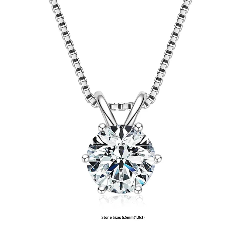 "GRA Certified 0.5-5ct Moissanite Pendant, 925 Sterling Silver Necklace, Elegant Gift for Women."