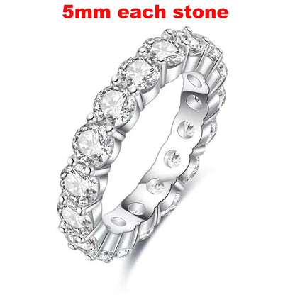 “Full Moissanite wedding band, 2-5mm, 925 sterling silver, classic eternity ring.”
