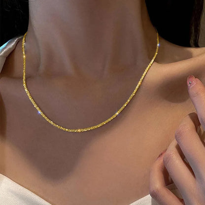 “Silver Sparkling Necklace for Women - Trendy Korean Choker Jewelry.”