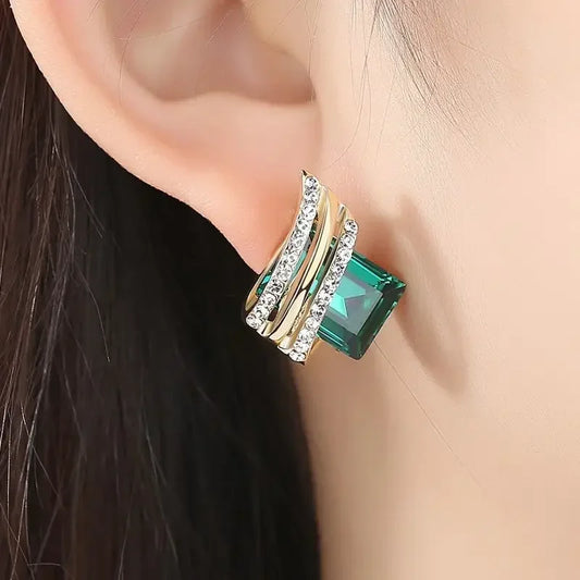“Gold-Plated Zircon Earrings for Women - Elegant Anniversary Jewelry.”