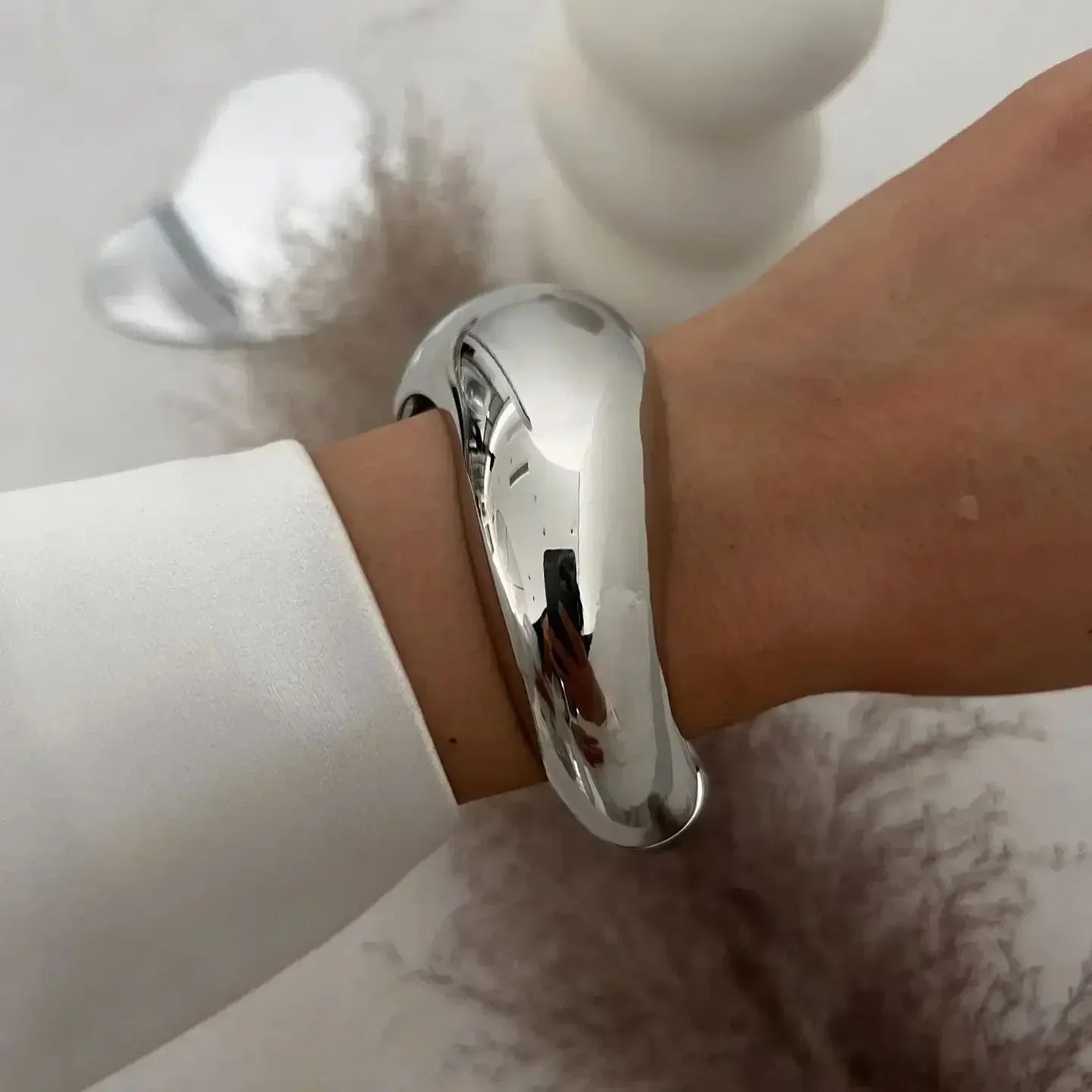 “Wide Cuff Bangles – Punk Gold & Silver Geometric Metal, Large Bracelets for Women ”