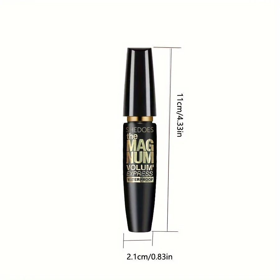“4D black mascara: thickening, lengthening, curling, waterproof liquid fiber formula.”