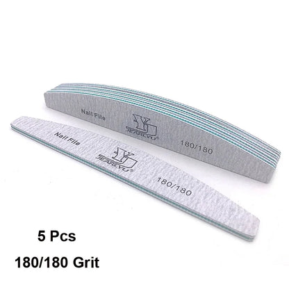 “5Pcs Professional Nail File Set, Mixed Grit for Shaping, Buffing, and Cuticle Care”
