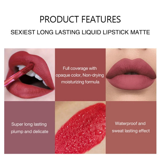 “Sexy Long-Lasting Velvet Matte Lip Gloss – Waterproof, Non-Stick, Liquid Lipstick for Women”